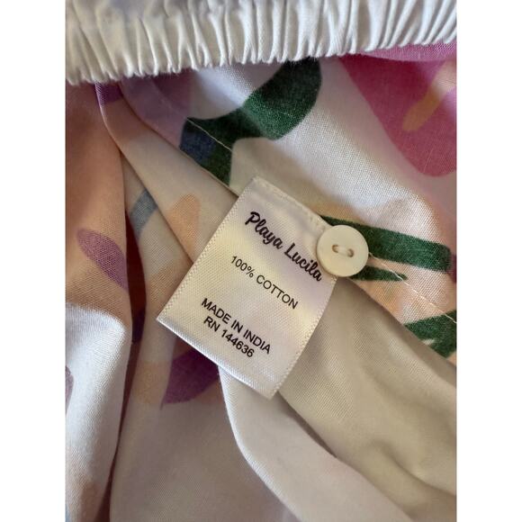 Playa Lucila Colorful Tropical Leaf Print Cotton Top Size Medium - Picture 7 of 7